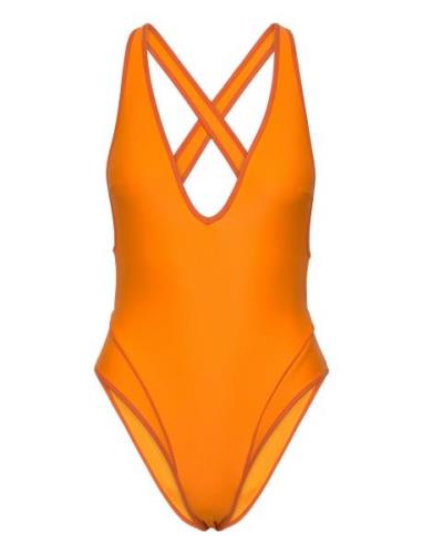 Mahot Piece High Leg Sport Swimsuits Orange Rip Curl