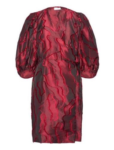 Wrap Dress With Balloon Sleeves Knælang Kjole Red Coster Copenhagen
