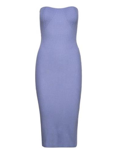 Knitted Tube Dress Knælang Kjole Blue Gina Tricot