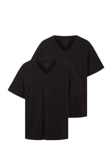 Double Pack V-Neck Tee Tops T-Kortærmet Skjorte Black Tom Tailor