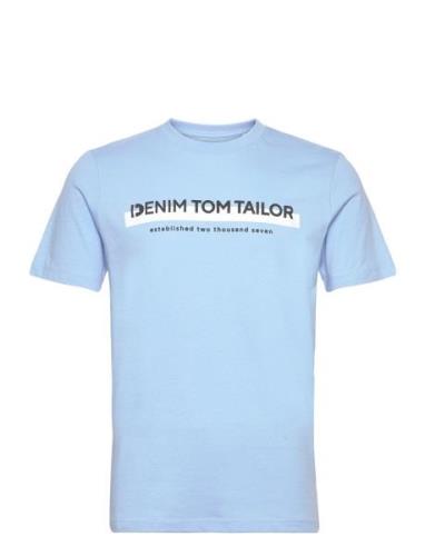 Printed T-Shirt Tops T-Kortærmet Skjorte Blue Tom Tailor