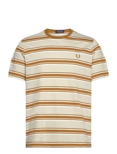 Stripe T-Shirt Tops T-Kortærmet Skjorte Beige Fred Perry