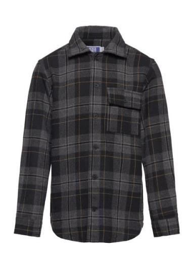 Jorblafri Check Overshirt Ls Jnr Tops Shirts Long-sleeved Shirts Black...