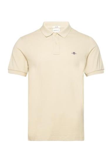 Slim Shield Ss Pique Polo Tops Polos Short-sleeved Beige GANT