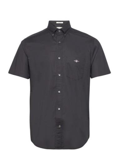 Reg Poplin Ss Shirt Tops Shirts Short-sleeved Black GANT