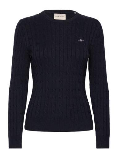 Stretch Cotton Cable C-Neck Tops Knitwear Jumpers Navy GANT