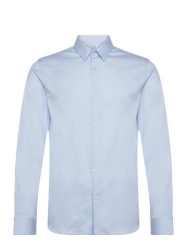 Super Slim-Fit Poplin Suit Shirt Tops Shirts Business Blue Mango