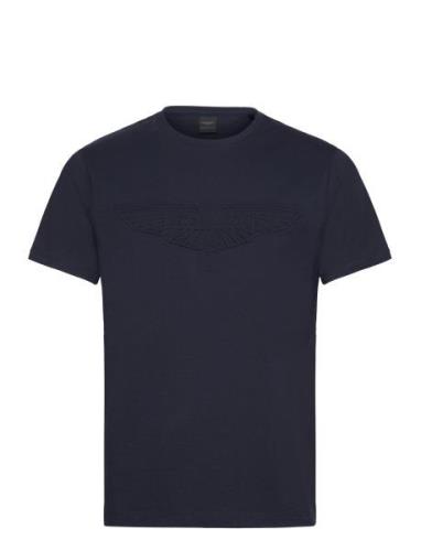 Am Emboss Tee Tops T-Kortærmet Skjorte Navy Hackett London