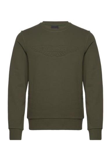 Am Embossed Crew Tops Sweatshirts & Hoodies Sweatshirts Khaki Green Ha...