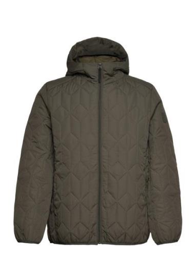 Puffer Jacket W?.Hood Foret Jakke Green Lindbergh