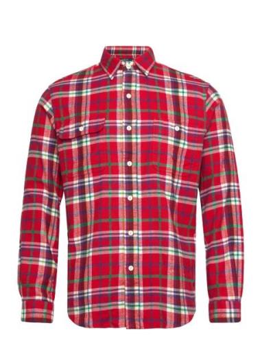 Classic Fit Plaid Flannel Workshirt Tops Shirts Casual Red Polo Ralph ...
