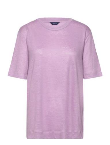 D2. Linen Ss T-Shirt Tops T-shirts & Tops Short-sleeved Purple GANT