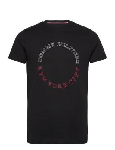 Monotype Roundle Tee Tops T-Kortærmet Skjorte Black Tommy Hilfiger