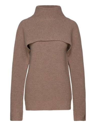 Recycled Wool Overlay Sweater Tops Knitwear Turtleneck Brown Calvin Kl...