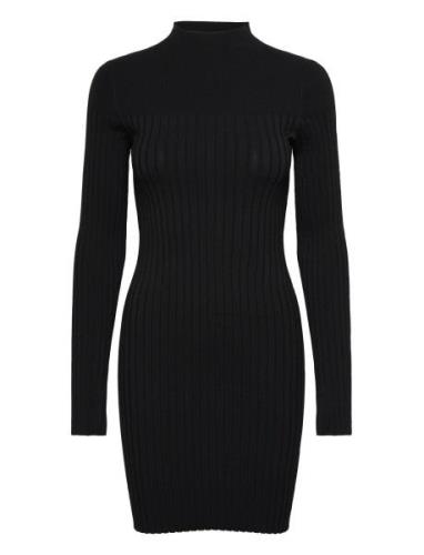 Iconic Rib Mini Knit Dress Ls Dresses Knitted Dresses Black Calvin Kle...