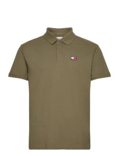 Tjm Clsc Badge Polo Tops Polos Short-sleeved Khaki Green Tommy Jeans