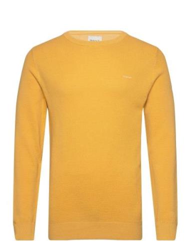 Cotton Pique C-Neck Tops Knitwear Round Necks Yellow GANT