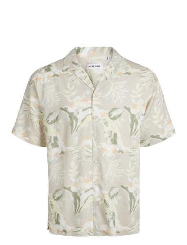 Jjjeff Floral Aop Resort Shirt Ss Tops Shirts Short-sleeved Beige Jack...