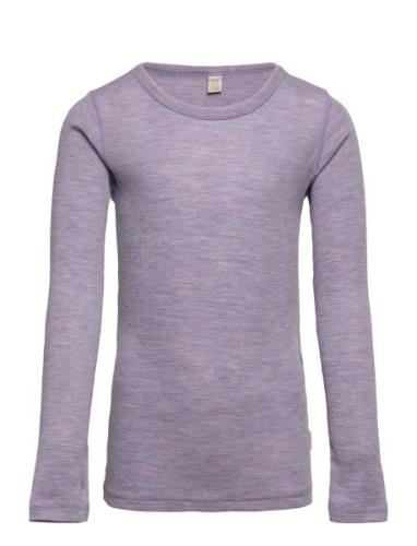 Blouse Ls - Solid Tops T-shirts Long-sleeved T-Skjorte Purple CeLaVi