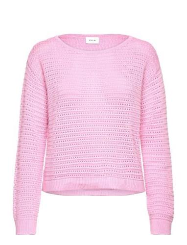 Vibellisina Boatneck L/S Knit Top - Noos Tops Knitwear Jumpers Pink Vi...