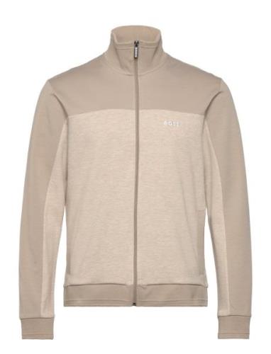 Tracksuit Jacket Tops Sweatshirts & Hoodies Sweatshirts Beige BOSS