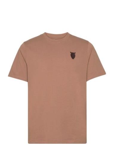 Regular Owl Chest Embroidery T-Shir Tops T-Kortærmet Skjorte Brown Kno...