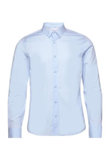 Poplin Stretch Slim Shirt Tops Shirts Casual Blue Calvin Klein