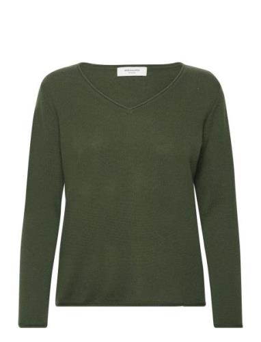 Cashmere V-Neck Tops Knitwear Jumpers Green Rosemunde