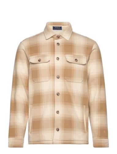 Plaid Fleece Shirt Jacket Tops Overshirts Beige Polo Ralph Lauren