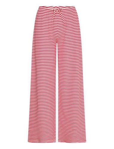 Striped Soft Trousers Bottoms Trousers Wide Leg Red Gina Tricot