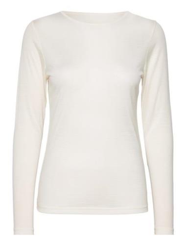 Wool/Tencel Tee Long Sleeve Tops T-shirts & Tops Long-sleeved White Pa...