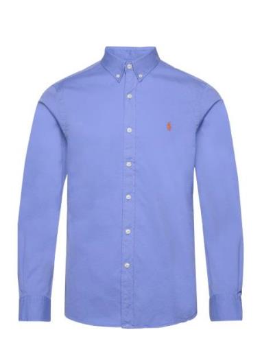 Slim Fit Garment-Dyed Twill Shirt Tops Shirts Casual Blue Polo Ralph L...