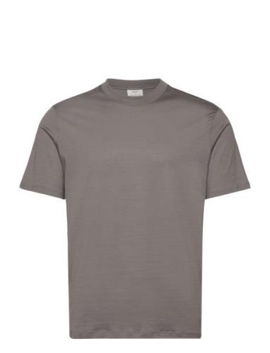 Mercerized Slim Fit T-Shirt Tops T-Kortærmet Skjorte Grey Mango