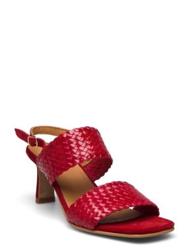 Sandals - Block Heels Sandal Med Hæl Red ANGULUS