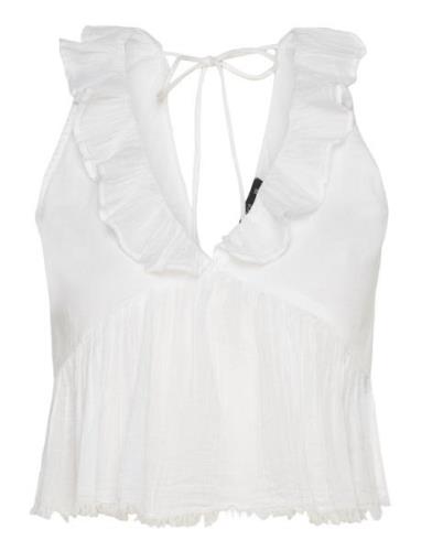 Frill Top Tops T-shirts & Tops Sleeveless White Gina Tricot