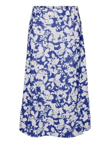 Vmfrej H/W 7/8 Pencil Skirt Wvn Exp Knælang Nederdel Blue Vero Moda