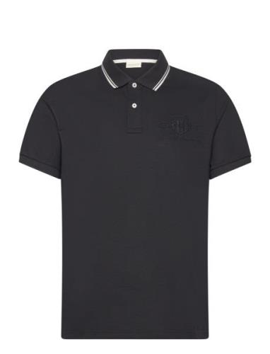 Contrast Tipping Ss Pique Polo Tops Polos Short-sleeved Black GANT