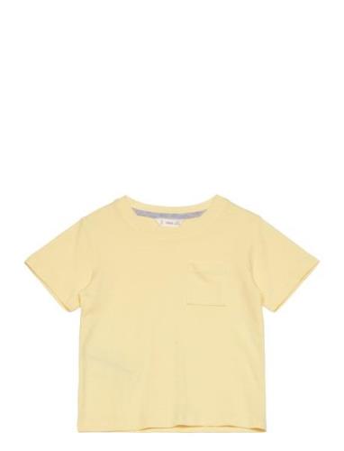 Essential Cotton-Blend T-Shirt Tops T-Kortærmet Skjorte Yellow Mango