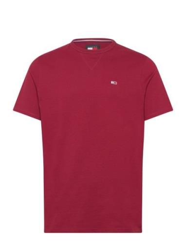 Tjm Slim Rib Detail Tee Tops T-Kortærmet Skjorte Red Tommy Jeans