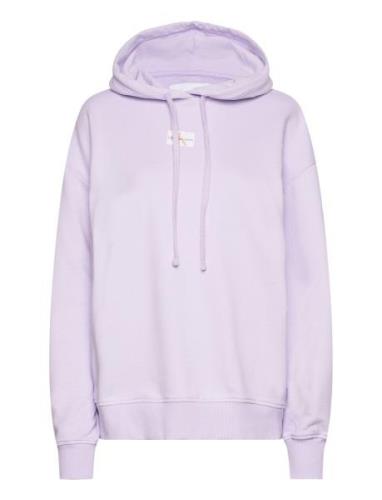 Woven Label Over D Hoodie Tops Sweatshirts & Hoodies Hoodies Purple Ca...