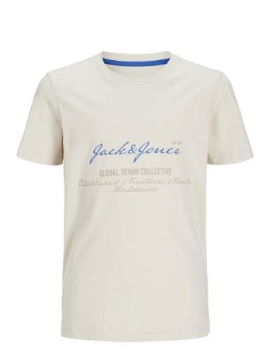 Jjgreat B2S Logo Tee Ss Ln Jnr Tops T-Kortærmet Skjorte Cream Jack & J...