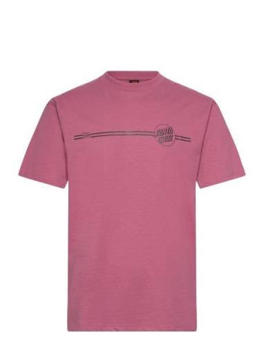 Opus Dot Stripe Tops T-Kortærmet Skjorte Pink Santa Cruz