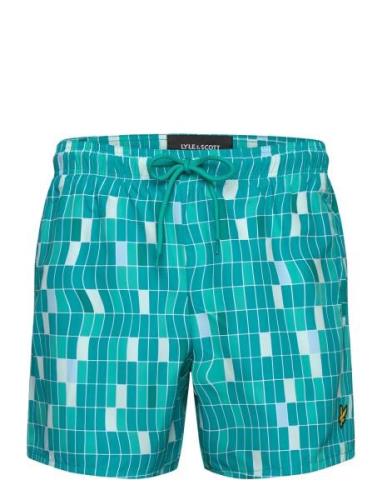 Pool Print Swimshort Badeshorts Blue Lyle & Scott