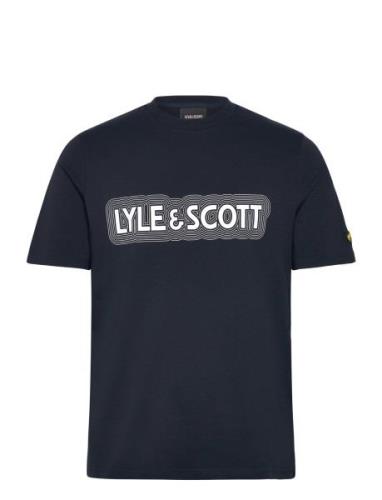 Vibrations Print T-Shirt Tops T-Kortærmet Skjorte Navy Lyle & Scott