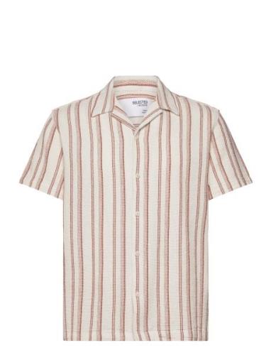 Slhreg-West Shirt Ss Resort Camp Tops Shirts Short-sleeved Beige Selec...