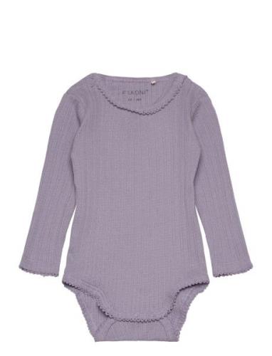 Body Ls Pointelle Bodies Long-sleeved Purple Fixoni