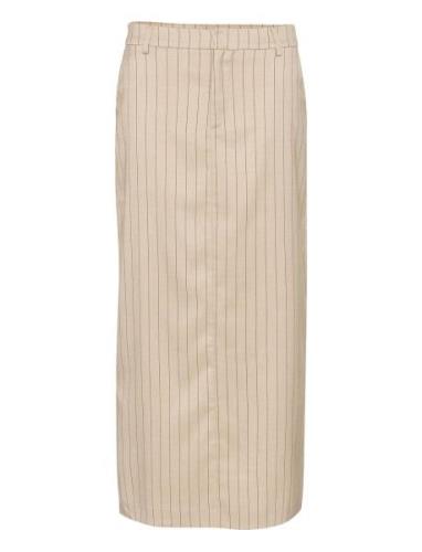 Kaagathe Skirt Lang Nederdel Beige Kaffe