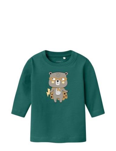 Nbmvacion Ls Top Box Tops T-shirts Long-sleeved T-Skjorte Green Name I...