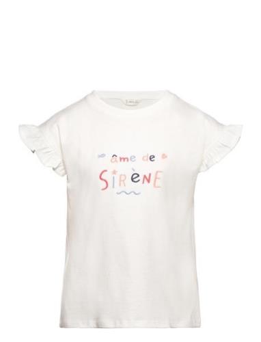 Embroidered Message T-Shirt Tops T-Kortærmet Skjorte White Mango