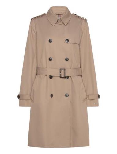 Cotton Db Slim Fit Trench Trenchcoat Frakke Beige Tommy Hilfiger